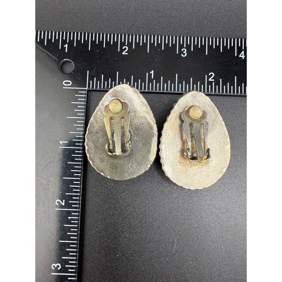 Vintage Tibetan Necklace‎ Earrings Set Green Orange Silver Tone Clip Ons 18" - Picture 14 of 16